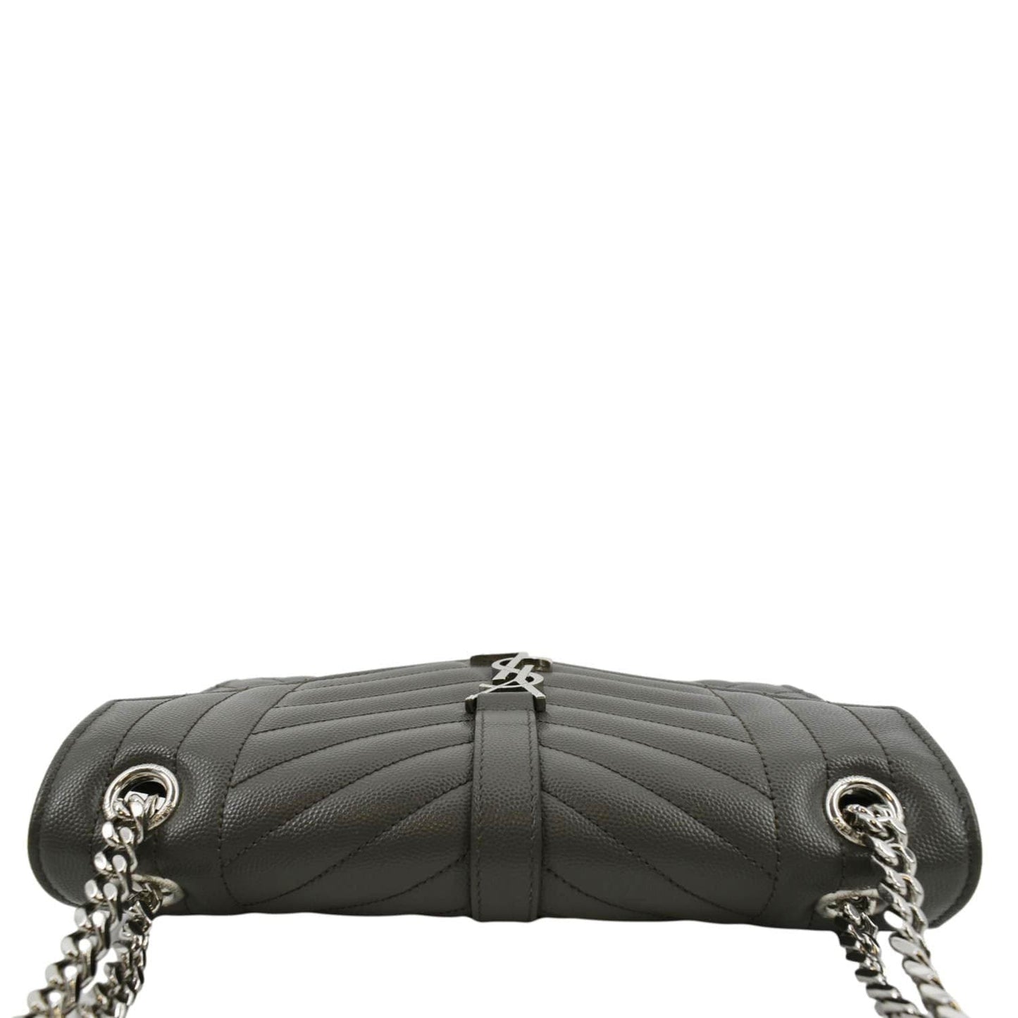 YVES SAINT LAURENT Envelope Chain Medium Mix Matelassé Leather Crossbody Bag Grey