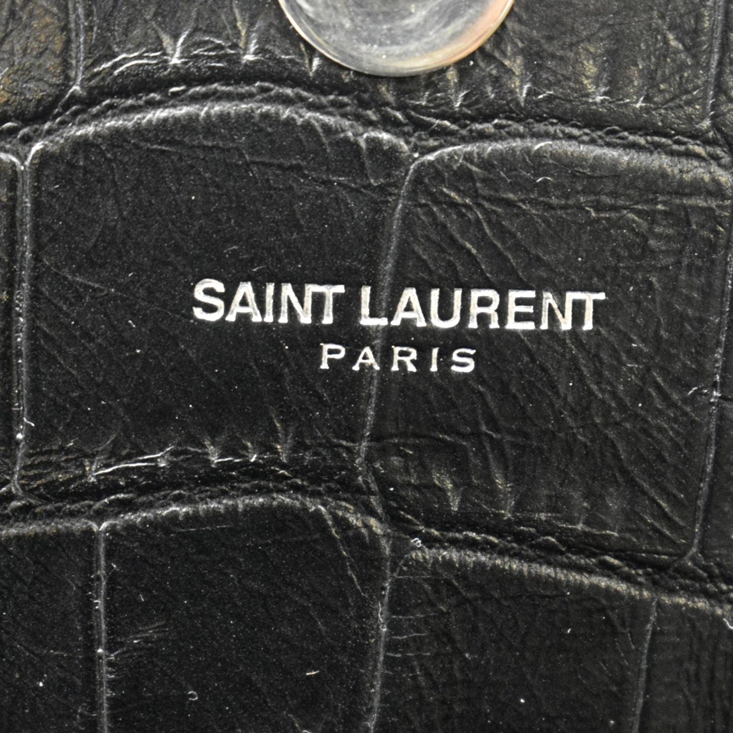 YVES SAINT LAURENT Kate Crocodile Embossed Leather Shoulder Bag Black