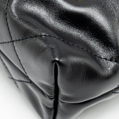 Chanel Mini 22 Bag Shiny Calfskin Black  (microchip)