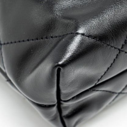 Chanel Mini 22 Bag Shiny Calfskin Black  (microchip)