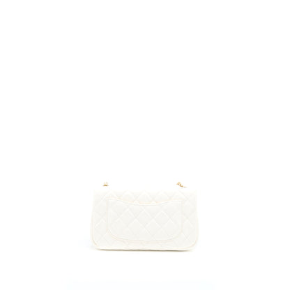 Chanel Pearl Crush Mini Rectangular Lambskin White  (Microchip)