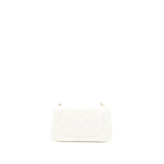 Chanel Pearl Crush Mini Rectangular Lambskin White  (Microchip)