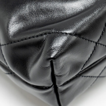 Chanel Mini 22 Bag Shiny Calfskin Black  (microchip)