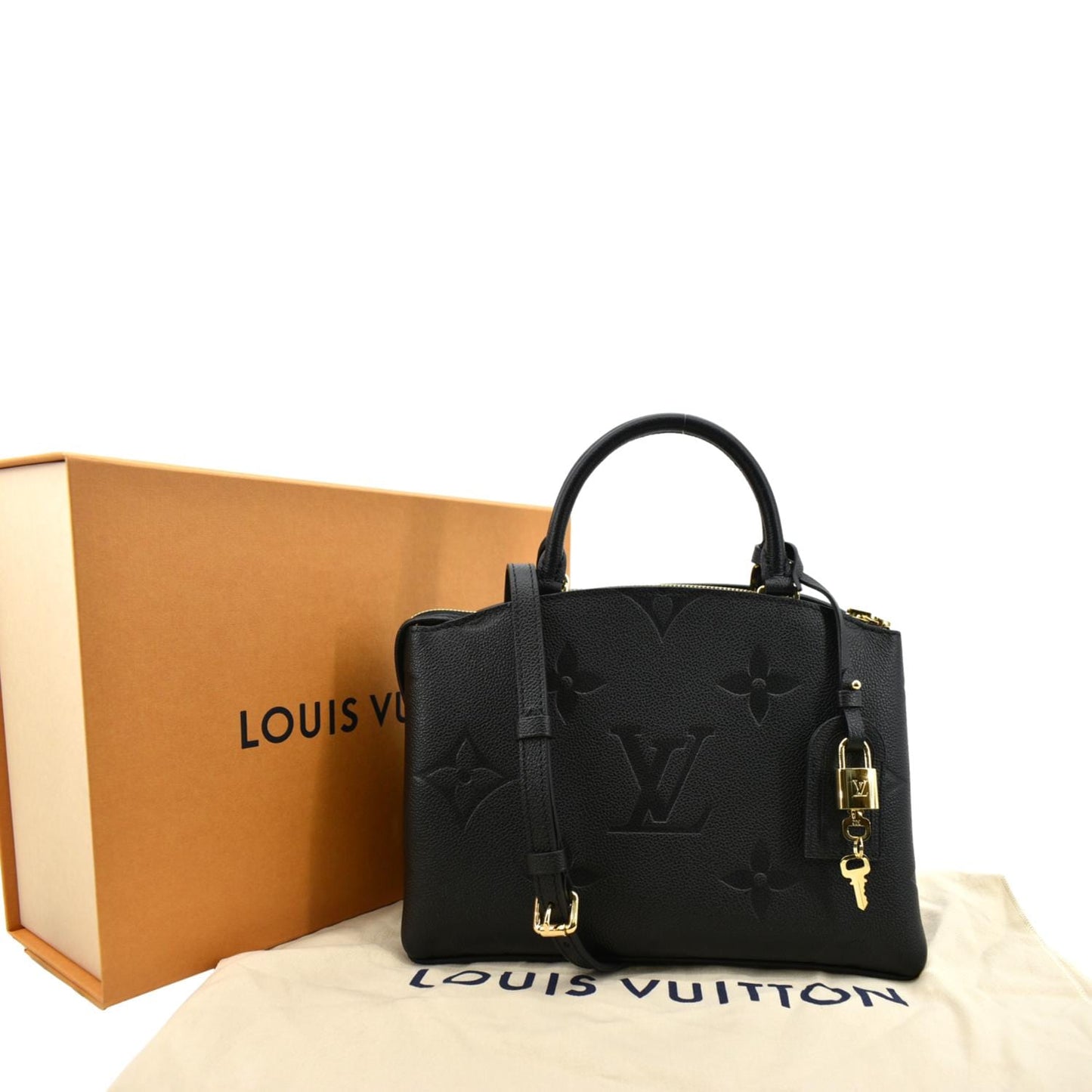 LOUIS VUITTON Petit Palais Monogram Empreinte Leather Shoulder Bag Black