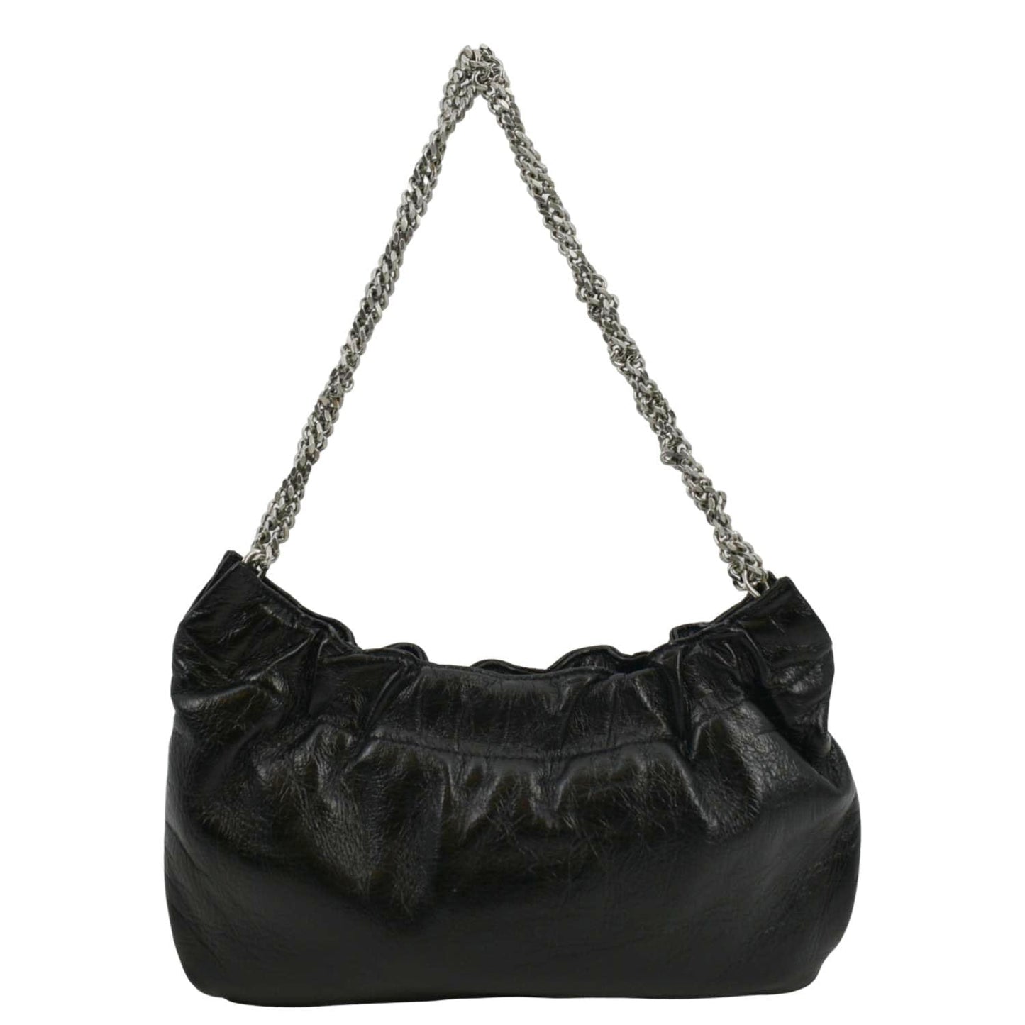 YVES SAINT LAURENT Pac Pac Ruched Leather Hobo Bag Black