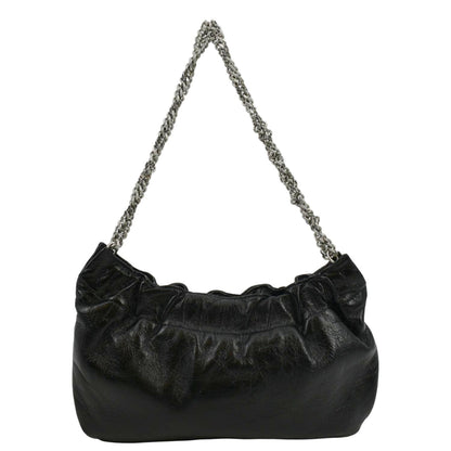 YVES SAINT LAURENT Pac Pac Ruched Leather Hobo Bag Black