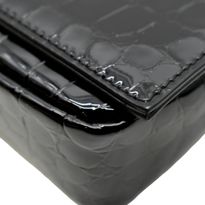 YVES SAINT LAURENT Kate 99 Embossed Alligator Leather Chain Shoulder Bag Black