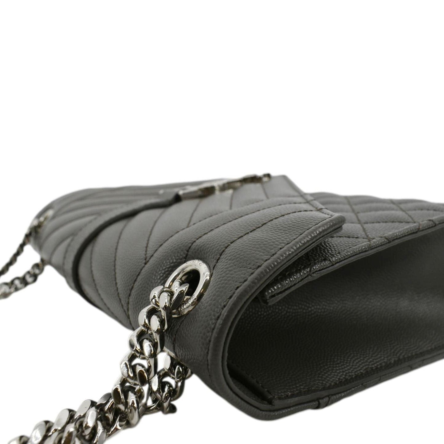 YVES SAINT LAURENT Envelope Chain Medium Mix Matelassé Leather Crossbody Bag Grey
