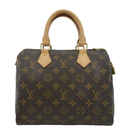 LOUIS VUITTON Speedy 25 Monogram Canvas Satchel Bag Brown