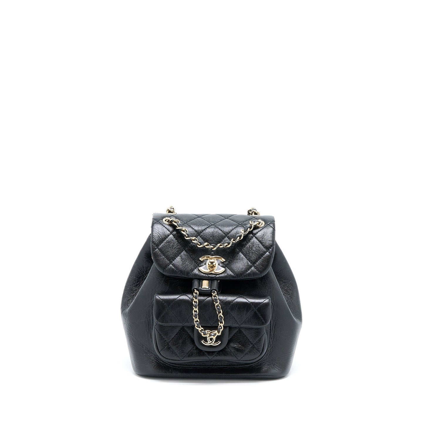 Chanel 22C Mini Duma Backpack Aged Calfskin Black L (Microchip)
