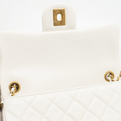 Chanel pearl crush mini rectangular flap bag lambskin White (microchip)