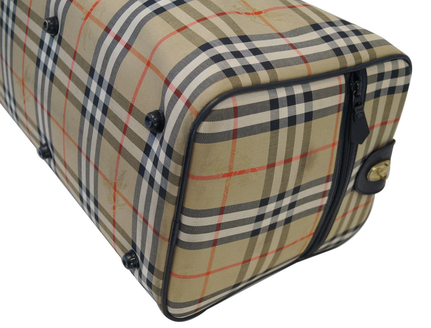 Burberry Nova Check Canvas Leather Black Beige Travel Bag