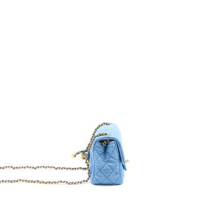 Chanel Pearl Crush Mini Square Flap Bag Denim  (Microchip)