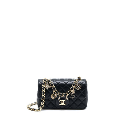 Chanel Mini Rectangular with coco bag charm Limited Edition Lambskin Black L