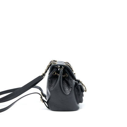 Chanel 22C Mini Duma Backpack Aged Calfskin Black L (Microchip)