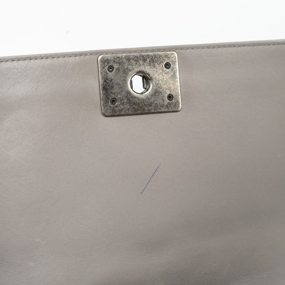 Chanel Medium Boy Bag Calfskin Grey Ruthenium Silver Hardware