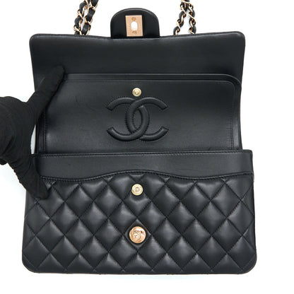 Chanel Medium Classic Flap Bag Lambskin Black R (Microchip)