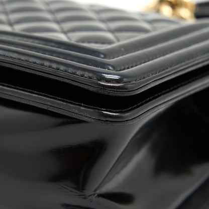 Chanel Medium Le Boy Patent Leather Black L