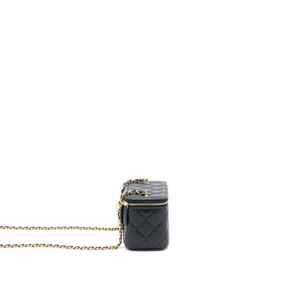 Chanel 22A Pearl Crush Long Vanity With Chain Lambskin Black