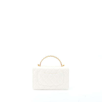 Chanel 23P Top Handle Wallet on Chain Calfskin White/Multicolour Brushed  (Microchip)