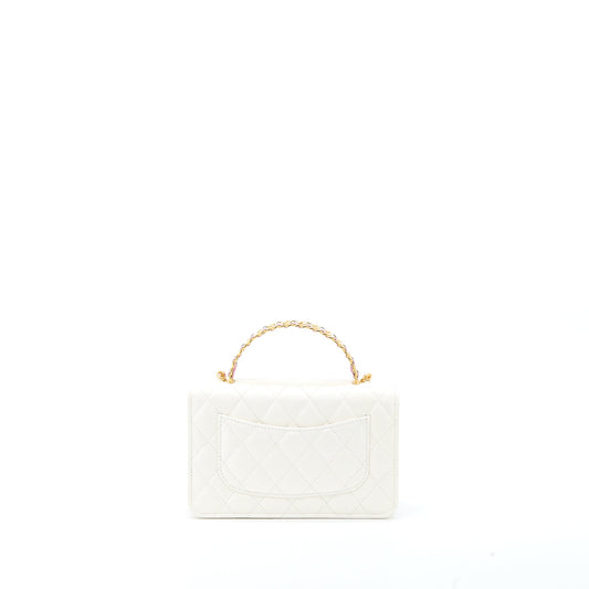 Chanel 23P Top Handle Wallet on Chain Calfskin White/Multicolour Brushed  (Microchip)