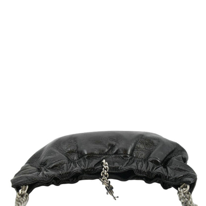 YVES SAINT LAURENT Pac Pac Ruched Leather Hobo Bag Black