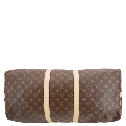 LOUIS VUITTON Keepall 55 Bandouliere Monogram Canvas Travel Bag Brown