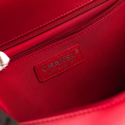 Chanel New Medium Boy Tweed Red