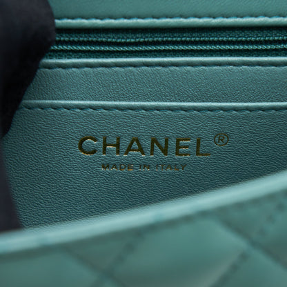Chanel Mini Square Flap Bag Lambskin Light Green L (Microchip)