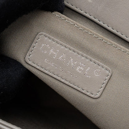 Chanel Medium Boy Bag Calfskin Grey Ruthenium Silver Hardware