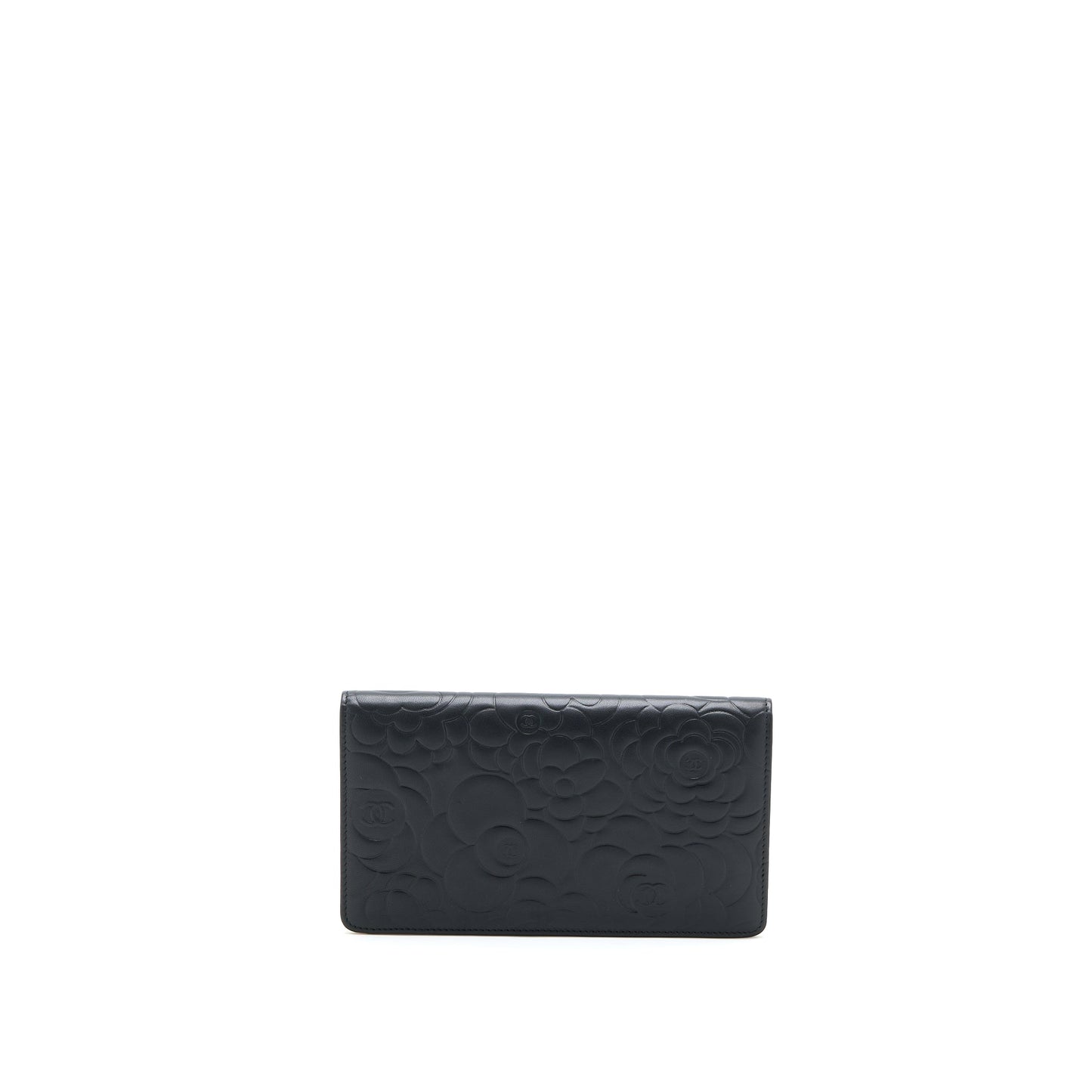 Chanel Camellia Long Flap Wallet Lambskin Black/ Gold