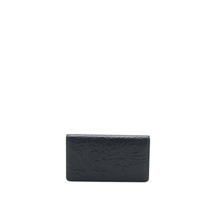 Chanel Camellia Long Flap Wallet Lambskin Black/ Gold
