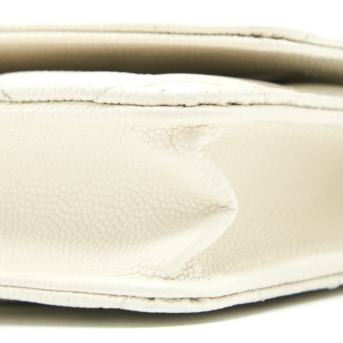 Chanel Classic Wallet On Chain Caviar White L (Microchip)