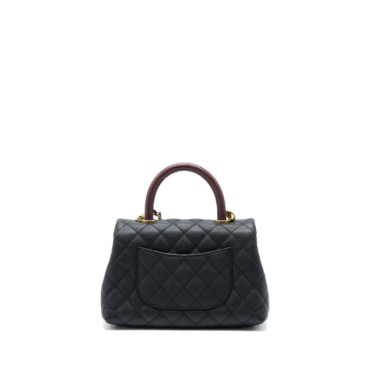 Chanel Small Coco Handle Caviar With Lizard Handle Black
