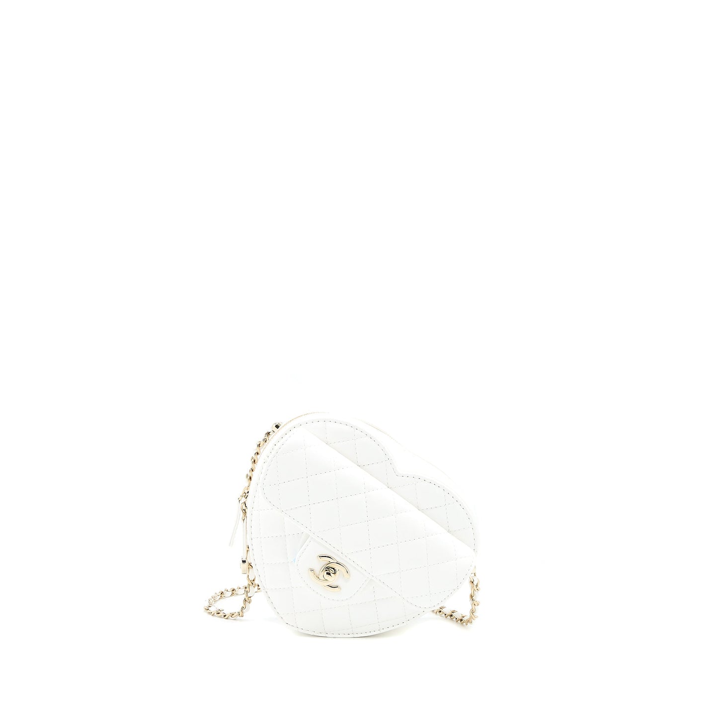 Chanel 22s Heart Bag Lambskin White L (Microchip)