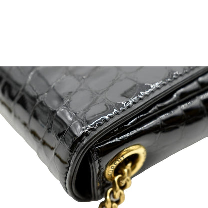 YVES SAINT LAURENT Kate 99 Embossed Alligator Leather Chain Shoulder Bag Black