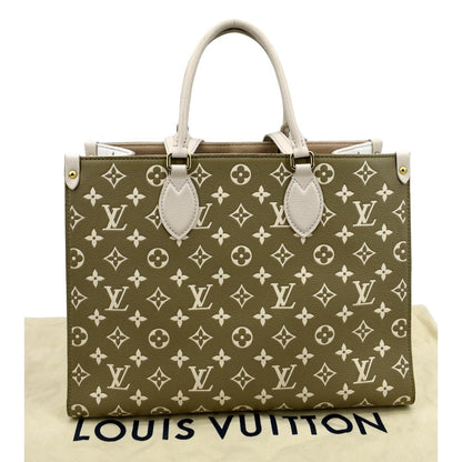 LOUIS VUITTON Women Onthego Spring City MM Monogram Empreinte Leather Shoulder Bag Bicolor