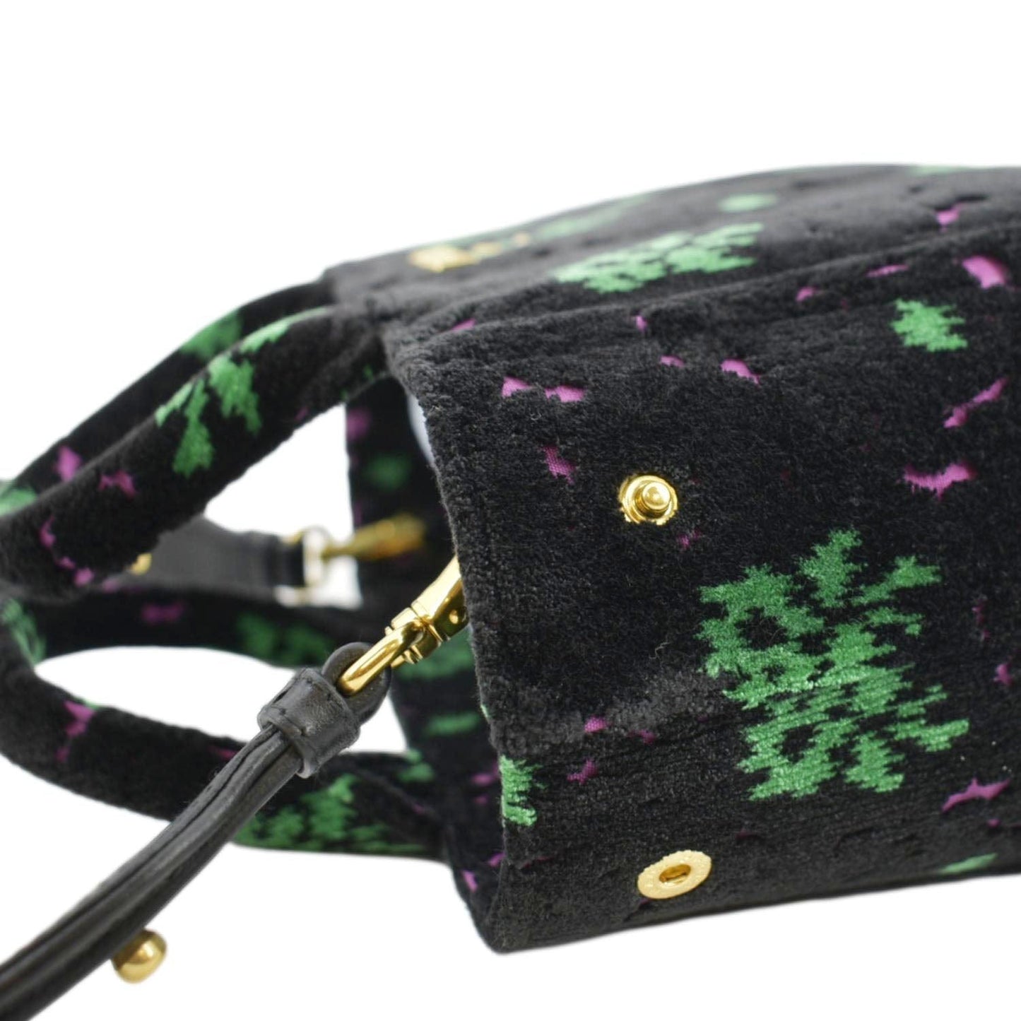 PRADA Small Top Handle Velvet Shoulder Bag Black