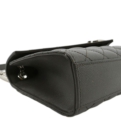 YVES SAINT LAURENT Envelope Chain Medium Mix Matelassé Leather Crossbody Bag Grey