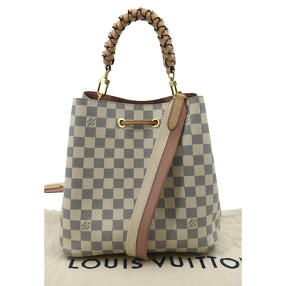 LOUIS VUITTON Neonoe Braided Handle Damier Azur Crossbody Bag White