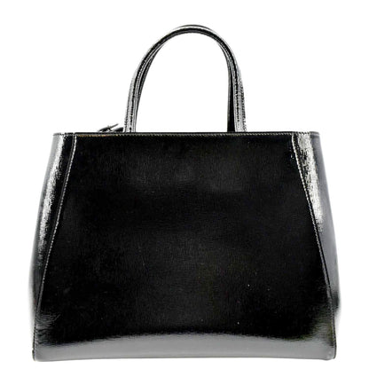 FENDI 2 Jours Patent Leather Shoulder Bag Black