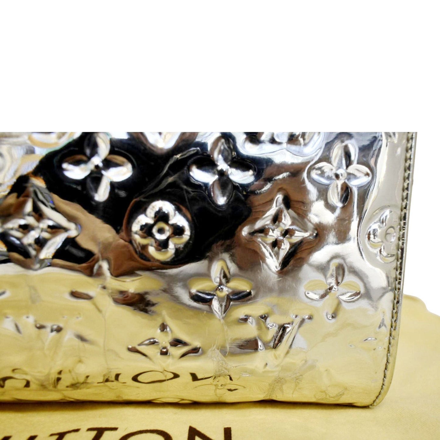 LOUIS VUITTON Speedy 30 Miroir Monogram Patent Leather Satchel Bag Metallic Silver