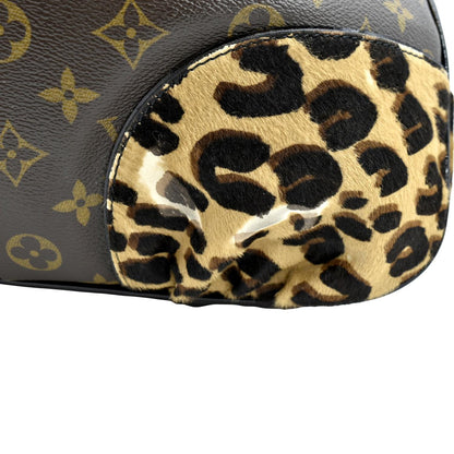 LOUIS VUITTON Polly Leopard Monogram Canvas Hobo Bag Brown