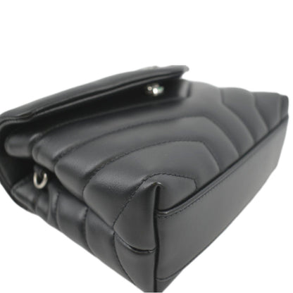 YVES SAINT LAURENT Loulou Toy Quilted Leather Crossbody Bag Black
