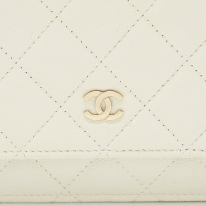 Chanel Classic Wallet On Chain Caviar White L (Microchip)