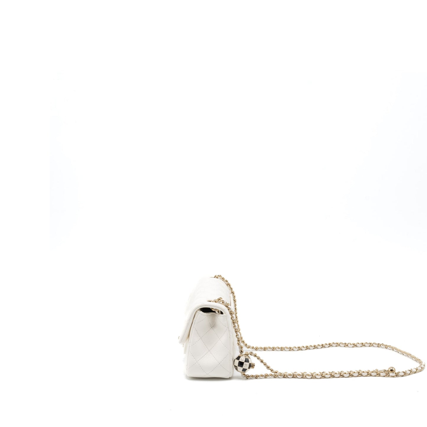 Chanel 23C Pearl Crush Mini Rectangular Flap Bag Lambskin White L (Microchip)