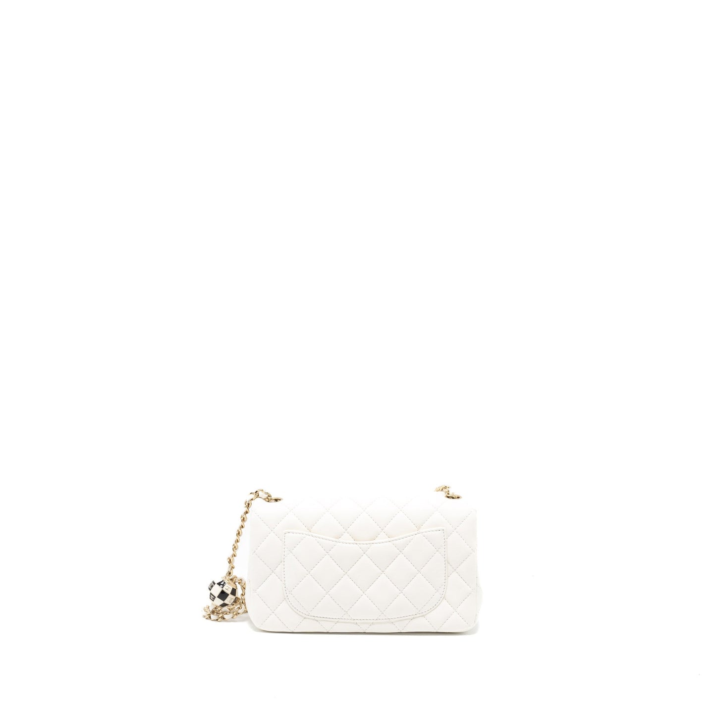 Chanel 23C Pearl Crush Mini Rectangular Flap Bag Lambskin White L (Microchip)