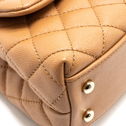 Chanel 21P Small Coco Handle Caviar Caramel L