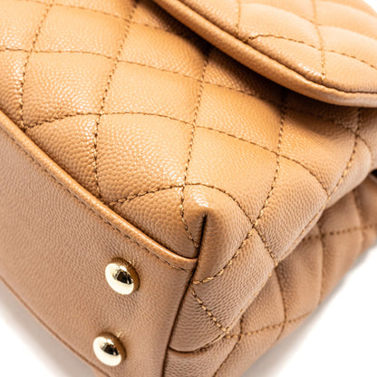 Chanel 21P Small Coco Handle Caviar Caramel L