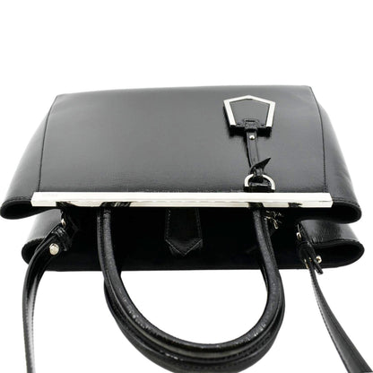 FENDI 2 Jours Patent Leather Shoulder Bag Black